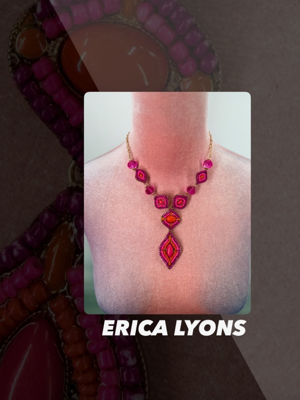 EUC Erica Lyons Cabochon And Bead Statement Necklace